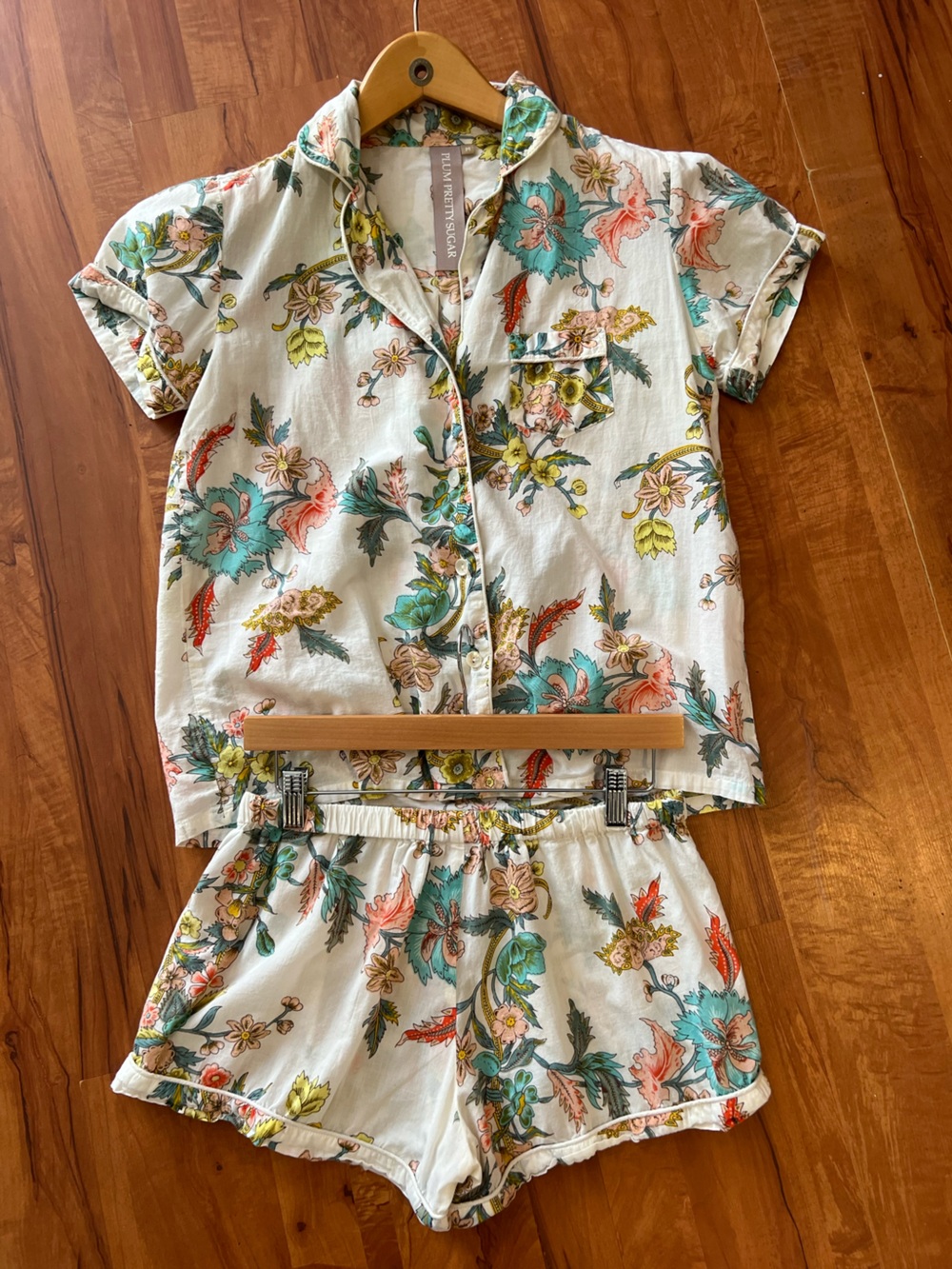 Plum Pretty Sugar botanical-print pajama short set size M